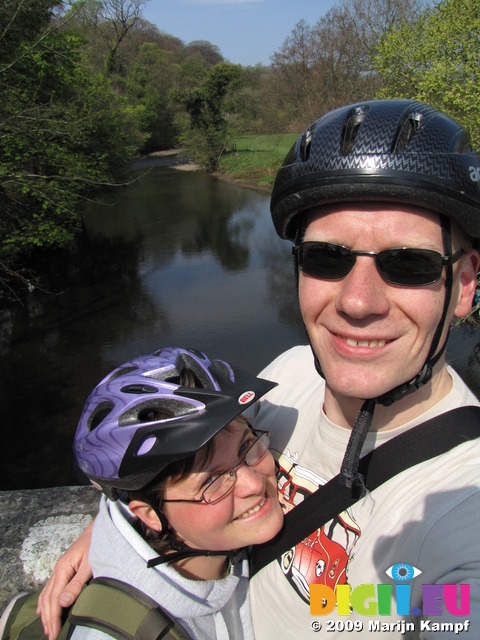 SX05285 Jenni and Marijn on new bridge in Merthyr Mawr